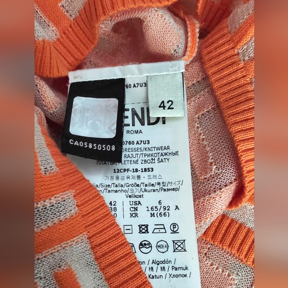 Fendi Logo Stretch Dress With Slip Sz 42 - Picture 6 of 6